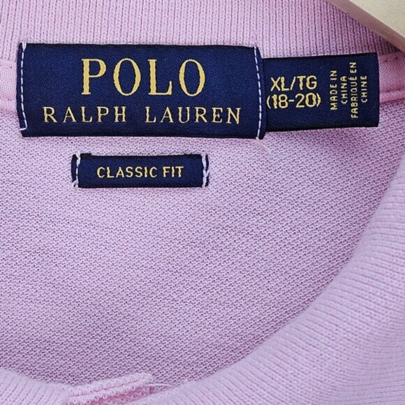 Polo Ralph Lauren Pink Golf Shirt Classic Fit Big Pony Logo Teen Size XL (18-20) - Picture 3 of 10